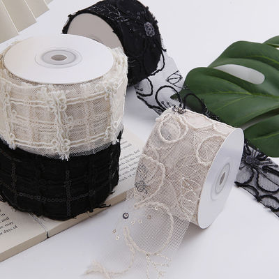 50 mm błyszcząca polyester siatkowa wstążka z kwiatową wstążką Jacquard
