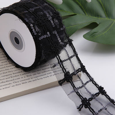 50 mm błyszcząca polyester siatkowa wstążka z kwiatową wstążką Jacquard