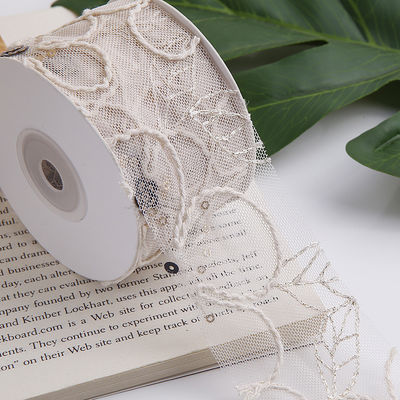 50 mm błyszcząca polyester siatkowa wstążka z kwiatową wstążką Jacquard