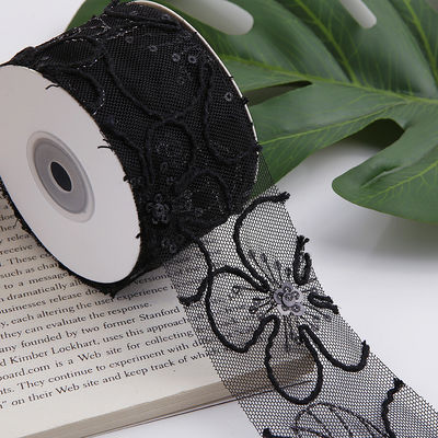 50 mm błyszcząca polyester siatkowa wstążka z kwiatową wstążką Jacquard