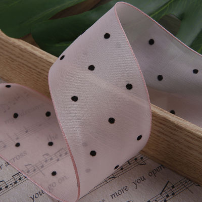 25mm-50mm wstążka organza z wzorem kropki Drukowany poliester wstążka organza OEM przyjazny dla środowiska
