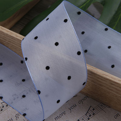 25mm-50mm wstążka organza z wzorem kropki Drukowany poliester wstążka organza OEM przyjazny dla środowiska