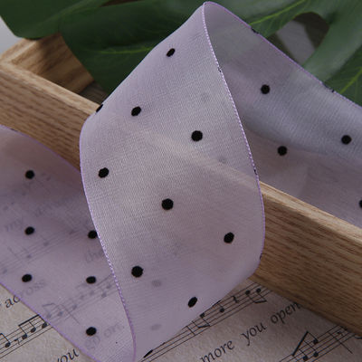 25mm-50mm wstążka organza z wzorem kropki Drukowany poliester wstążka organza OEM przyjazny dla środowiska