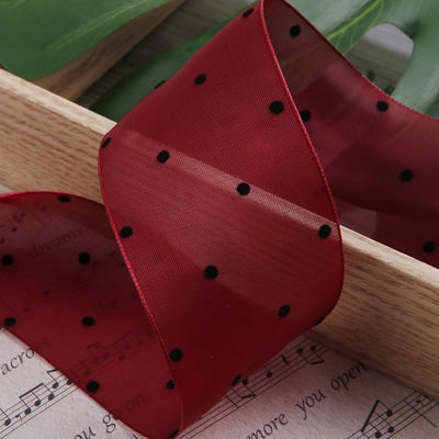 25mm-50mm wstążka organza z wzorem kropki Drukowany poliester wstążka organza OEM przyjazny dla środowiska