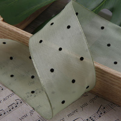 25mm-50mm wstążka organza z wzorem kropki Drukowany poliester wstążka organza OEM przyjazny dla środowiska
