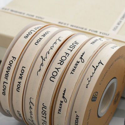13mm Wholesale Logo Cotton Ribbon Literary Style Kwiaty Opakowanie Pudełko podarunkowe Dekoracja Ribbon Cake Bouquet
