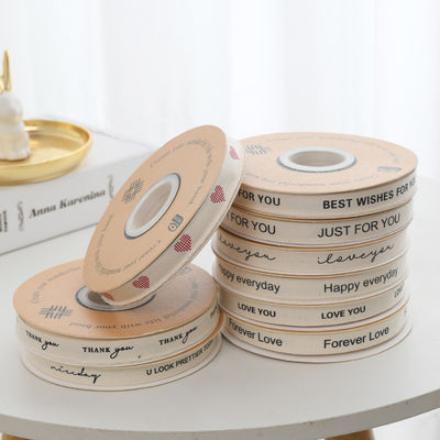 13mm Wholesale Logo Cotton Ribbon Literary Style Kwiaty Opakowanie Pudełko podarunkowe Dekoracja Ribbon Cake Bouquet