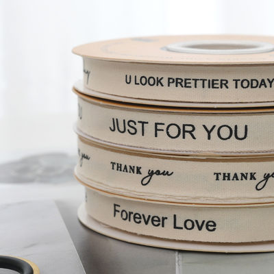 13mm Wholesale Logo Cotton Ribbon Literary Style Kwiaty Opakowanie Pudełko podarunkowe Dekoracja Ribbon Cake Bouquet