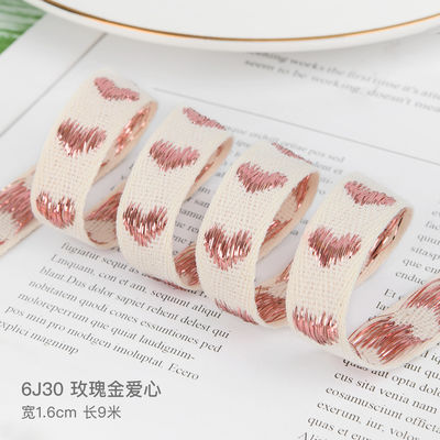 16mm*9m wzór serca Jacquard bawełniana wstążka do akcesoriów odzieżowych